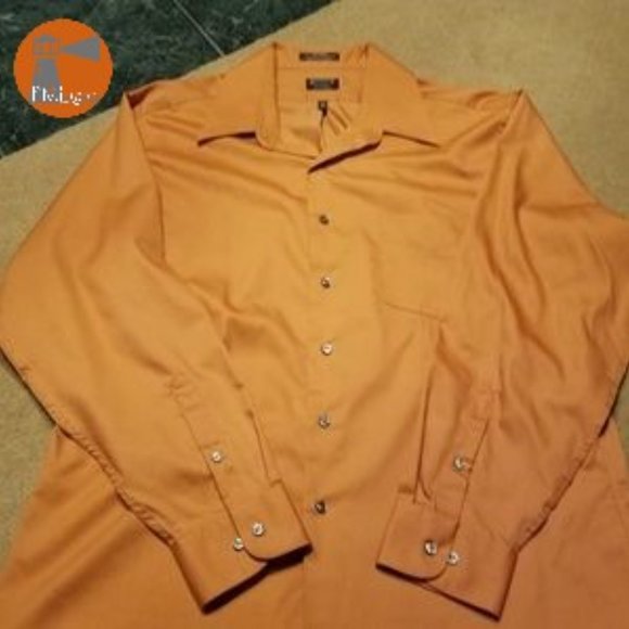 Arrow Fitted Dress Shirt Orange 17 1/2 34/35 - Picture 1 of 4